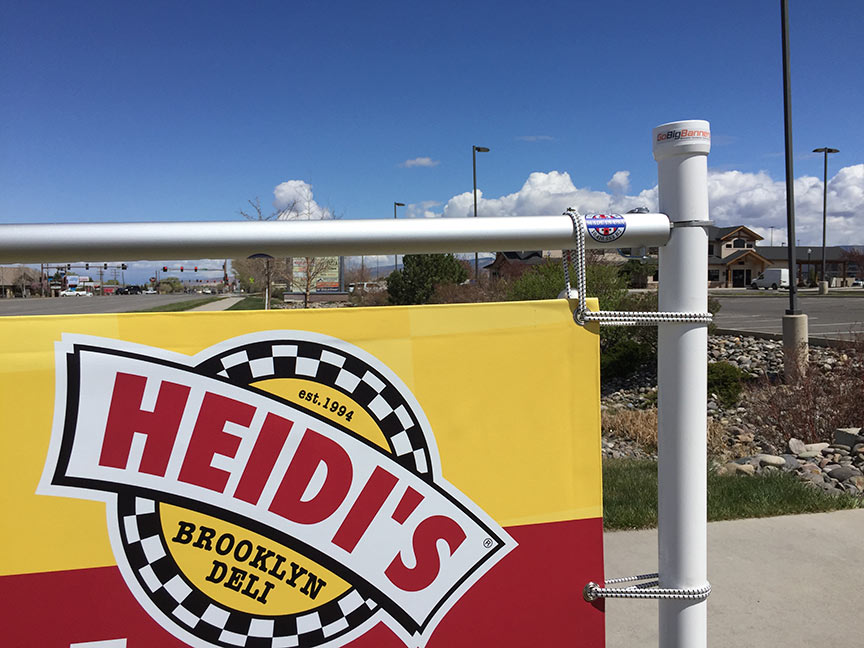 Heidi's Brooklyn Deli banner installed on The Banner Bar